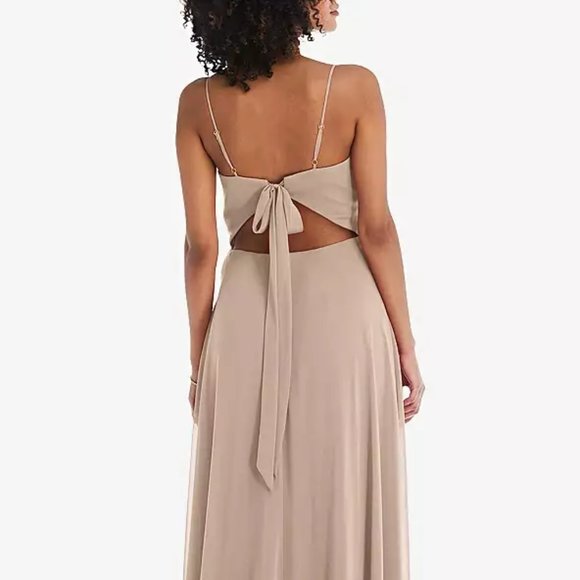 After Six 1548....Tie-Back Cutout Maxi Dress with Front Slit....Topaz..Size 10 - Picture 3 of 7